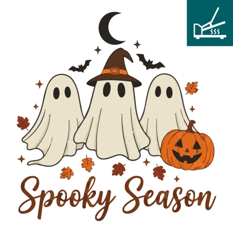 DTF / Textildruck / Bügelbild, Spooky Season Geister, 100x105 mm, für Baumwolle - Bild 1