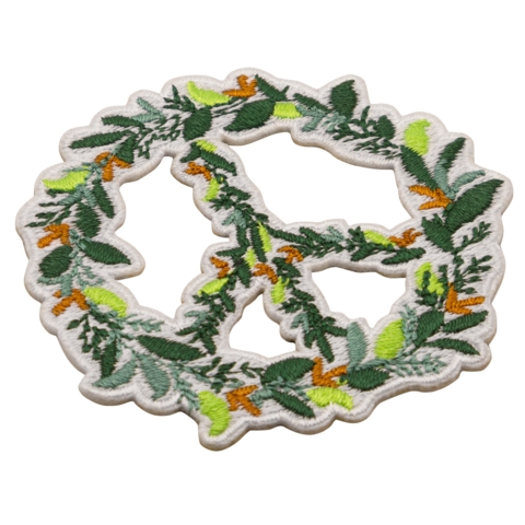 Aufnäher / Patch, gestickt, Peace mit Blumen - Bild 2