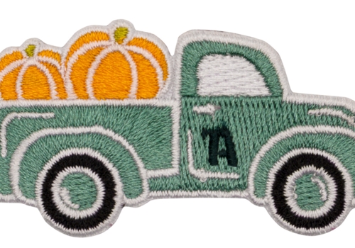 Aufnäher / Patch, gestickt, Auto mit Kürbis - Bild 1