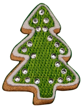 Aufnäher / Patch, gestickt, Weihnachtsbaum, mit Strasssteinen - Bild 1