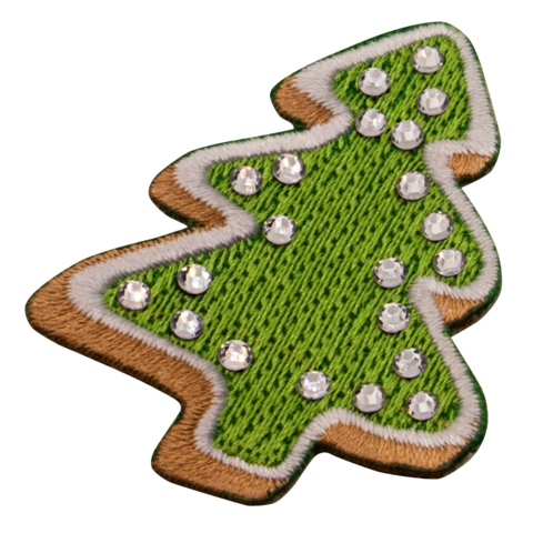 Aufnäher / Patch, gestickt, Weihnachtsbaum, mit Strasssteinen - Bild 3