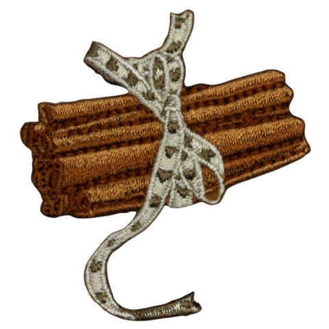 Aufnäher / Patch, gestickt, Zimtstangen mit Schleife, Bügelfläche, 48x50 mm - Bild 1