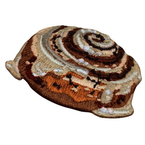 Aufnäher / Patch, gestickt, Zimtschnecke, Bügelfläche, 50x35 mm - Bild 2
