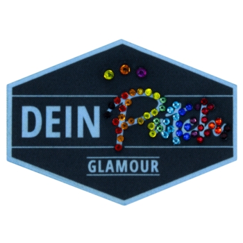 Beispielaufnäher/Veredelung, gedruckt mit Strasssteinen, DEIN PATCH, 70x50 mm - Bild 1