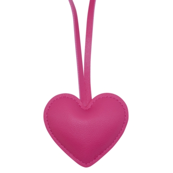 Schlüsselanhänger, Kunstleder, gepolstert, Herz, 18cm langes Band, Pink, 65x60 mm - Bild 1