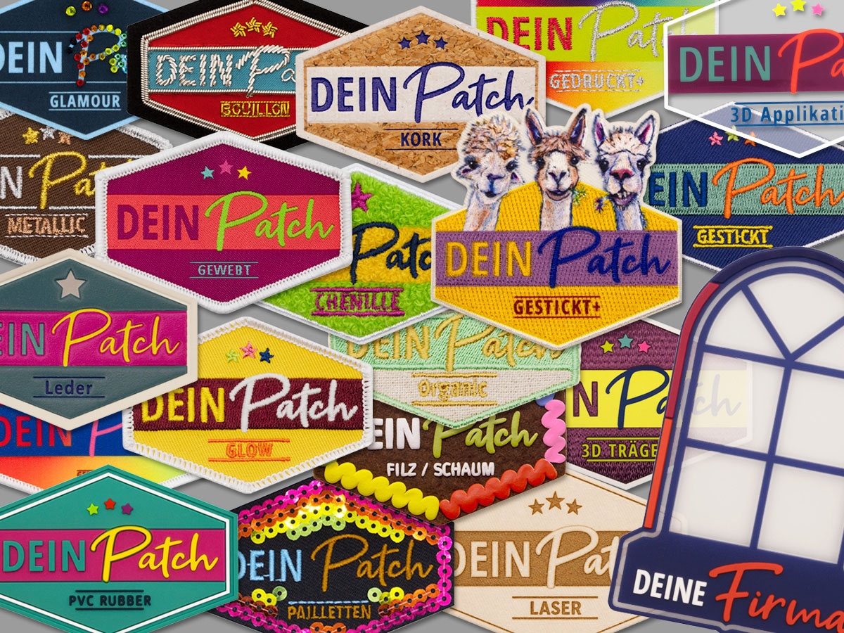 Übersicht Patcharten – Dein Patch individuell: gestickt, gedruckt, Leder, Kork, Chenille, 3D