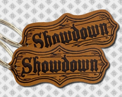 Schlüsselanhänger Leder geprägt mit Ring Showdown