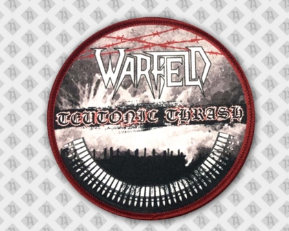 Runder Patch Aufnäher gedruckt für Bands schwarz rot weiß Motiv Warfeld Teutonic