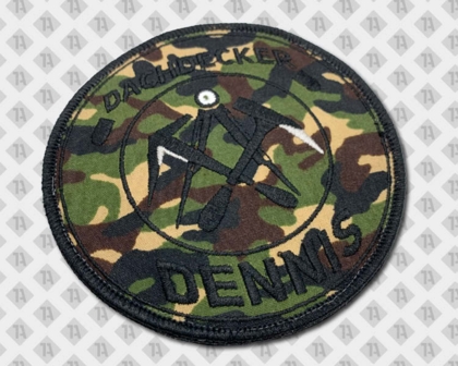 Runder gestickter Aufnäher Patch mit Kettelrand Camouflage schwarz Backpacker Dennis