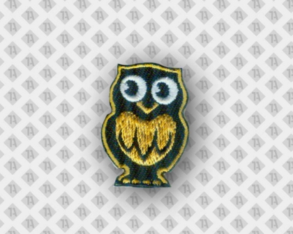 Konturgeschnittener Patch Aufnäher gestickt mit gesticktem Rand DIY Kinder Eule schwarz gelb