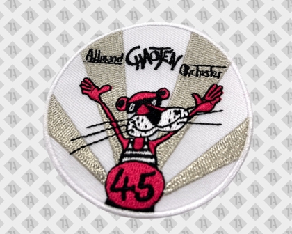 Gestickter Aufnäher Althoard Chaoten Orchestra mit Panther-Motiv, Glitzereffekt und Zahl 45