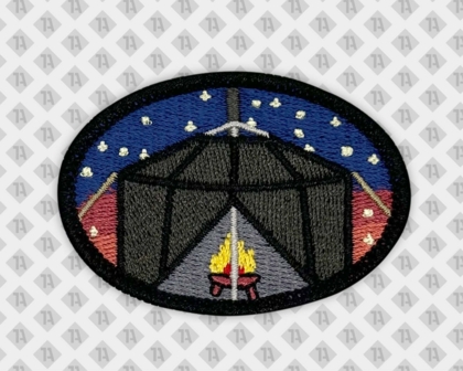 Gestickter Patch mit Kettelrand Lagerfeuer Pfadfinder
