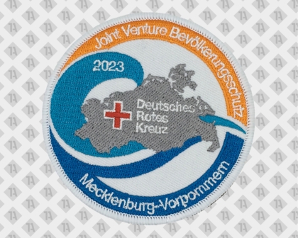 Patch Aufnäher gestickt rund mit Kettelrand Deutsches Rotes Kreuz Rettungsdienst