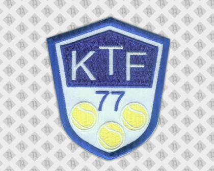 Gestickter Patch Aufnäher Badge Abzeichen in Wappenform mit Stickrand Tennisbälle Vereine