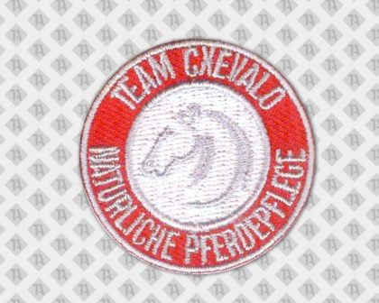 Aufnäher Patch Badge Abzeichen gestickt rund mit gesticktem Rand Pferde Pferdepflege Vereine