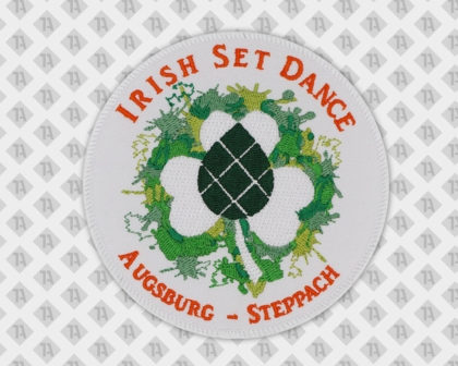 Runder Patch Aufnäher Abzeichen Badge gestickt mit Kettelrand Irish Set Dance Vereine