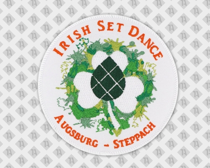 Runder Patch Aufnäher Abzeichen Badge gestickt mit Kettelrand Irish Set Dance Vereine
