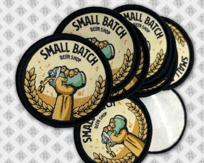 Gewebter runder Patch Aufnäher Abzeichen Badge mit Kettelrand Vereine Bier Shop Hand Dose