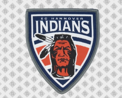 Konturgeschnittener Patch Aufnäher Abzeichen Badge gewebt mit Kettelrand Hannover Indians Vereine