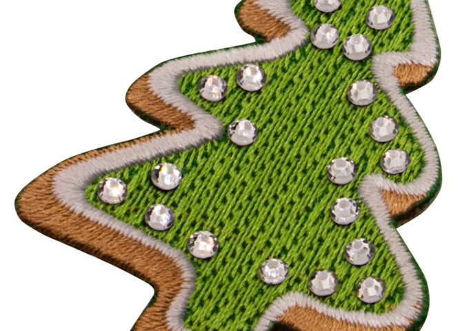 Aufnäher / Patch, gestickt, Weihnachtsbaum, mit Strasssteinen - Bild 3