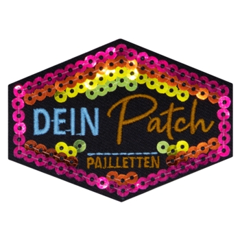 Beispielaufnäher/Veredelung, gestickt mit Pailletten, DEIN PATCH, 70x50 mm - Bild 1