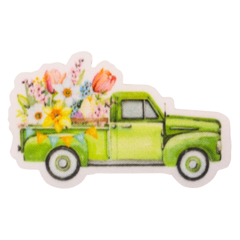 Aufnäher / Patch, gedruckt, Auto mit Blumen, zum aufkleben - Bild 1