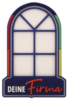 Beispielaufnäher/Veredelung, Rubbe/PVC/Gummi, semitransparentes Fenster, DEINE FIRMA - Bild 1