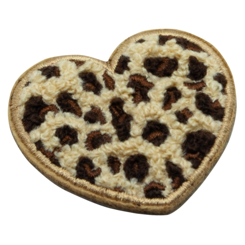Aufnäher / Patch, Chenille, Leoparden-Herz, Bügelfläche, 50x50 mm - Bild 2