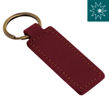 Schlüsselanhänger, Leder, Lasche und Ring, Bordeaux, 70x25 mm - mit Lasergravur (Ihr Motiv/Logo) - Bild 1