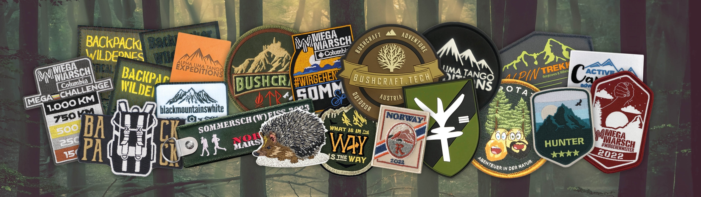 Backpacker Aufnäher Patches gestickt gewebt gedruckt PVC mit Klett