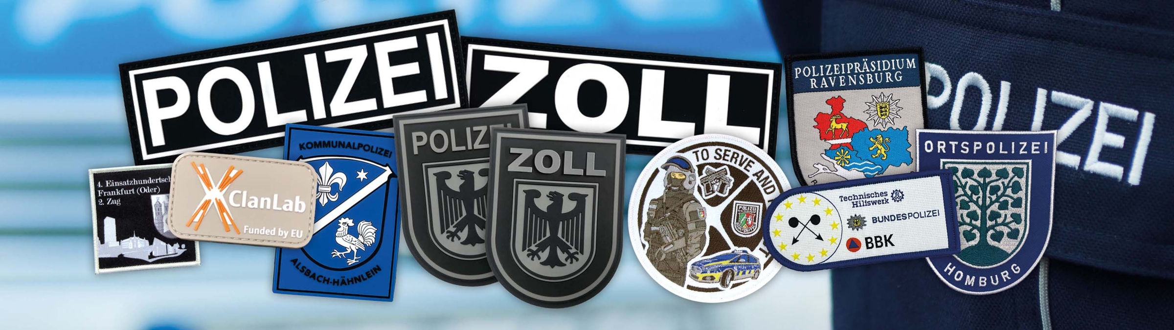 Onlineshop für Polizei Patches, Abzeichen, Klett Patches, Dienstgradabzeichen
