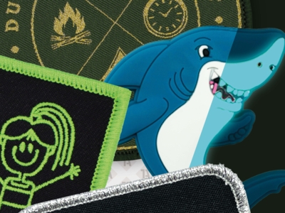 Patches Badges Aufnäher für Pfadfinder mit reflektierendem Garn Metallicgarn gold silber Leuchtet im Dunkeln