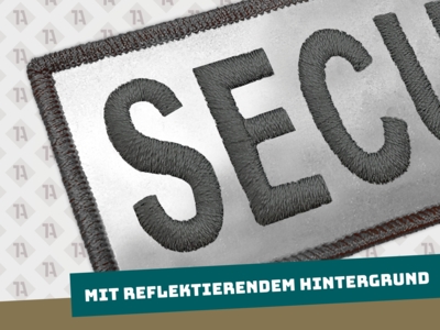 Security Patch Aufnäher gestickt auf reflektierendem Hintergrund Sicherheitsdienst