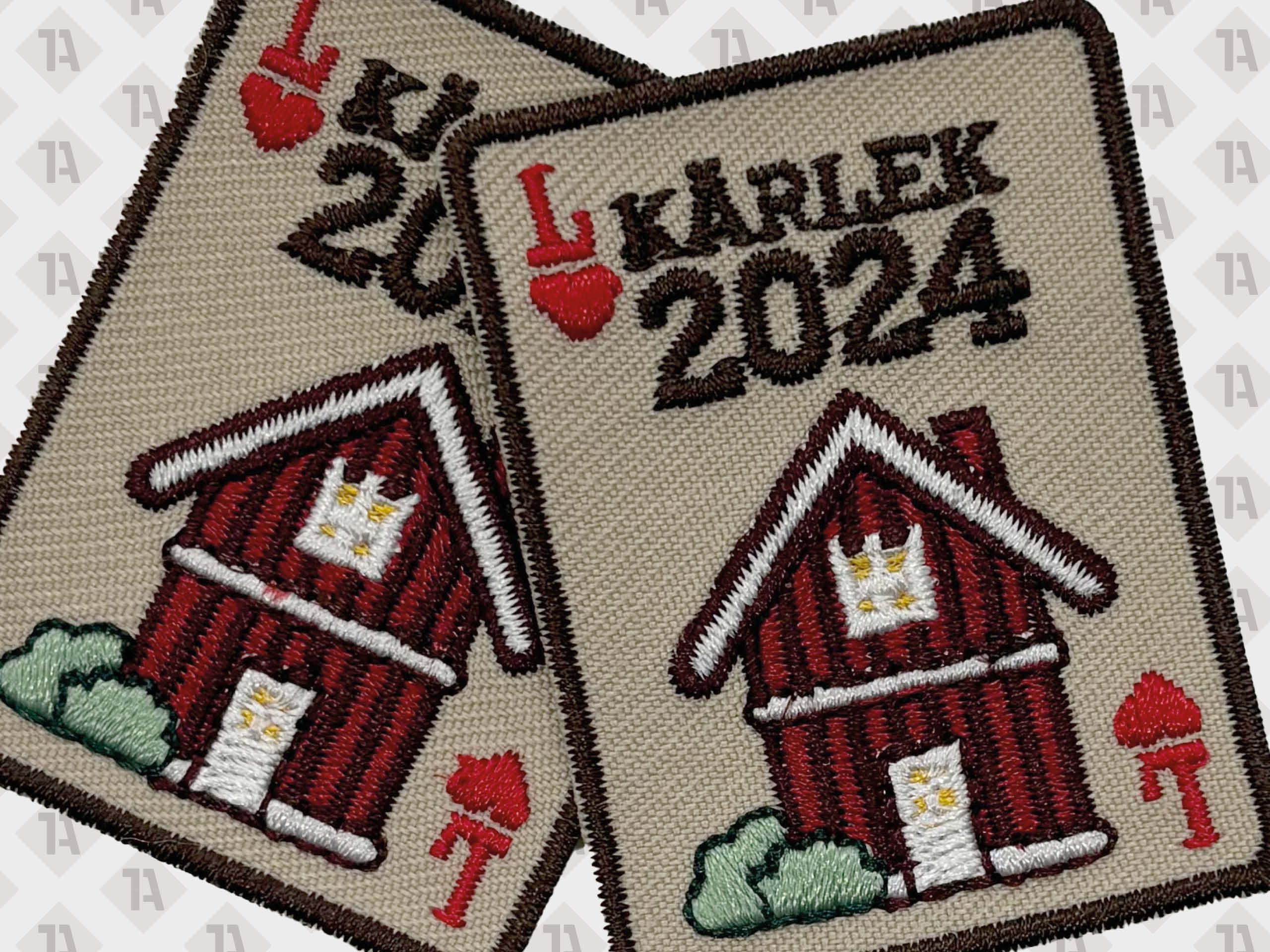 Patch Aufnäher gestickt Kettelrand Laserschnitt Wunschform Konturschnitt Garn Aufnähservice
