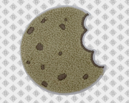 Chenille Aufnäher Cookie mit Biss und Schokostückchen