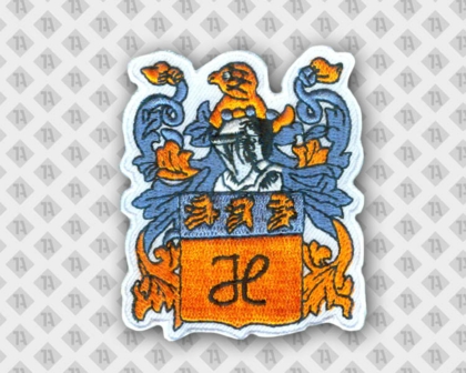 Patch Aufnäher gestickt gestickter Rand Wappen in orange blau