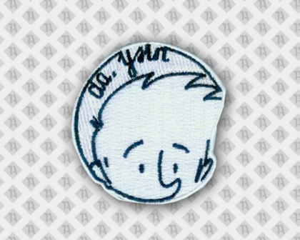 Konturgeschnittener Patch Aufnäher gestickt mit Stickrand Allgemein schwarz weiß