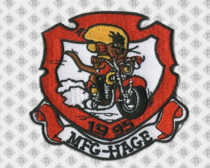 Aufnäher gestickt mit Konturschnitt Biker Motorrad Maus