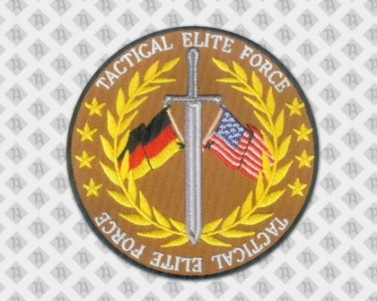 Runder gestickter Patch Aufnäher mit gesticktem Rand Tactical Schwert Airsoft Paintball