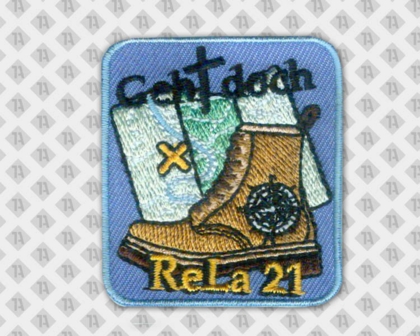 Eckiger gestickter Patch Aufnäher mit Stickrand Pfadfinder Schuh Karte
