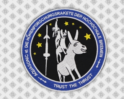 Runder Patch Aufnäher gestickt mit gesticktem Rand Hochschule Bremen Stadtmusikanten Schule Uni