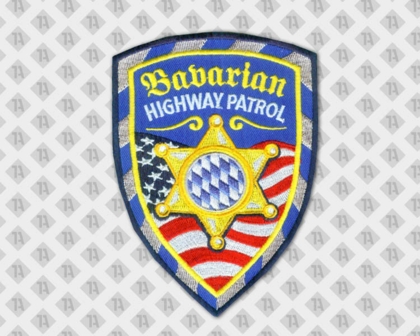 Gestickter Aufnäher Patch Badge Abzeichen mit gesticktem Rand in Wappenform Bayern Bavarian Highway Patrol Vereine