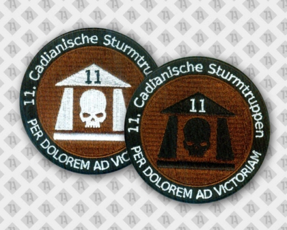 Gestickter runder Aufnäher Patch Abzeichen Badge mit gesticktem Rand Schädel braun schwarz Vereine