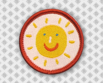 Runder gewebter Patch Aufnäher mit Kettelrand Sonne Gesicht Kinder