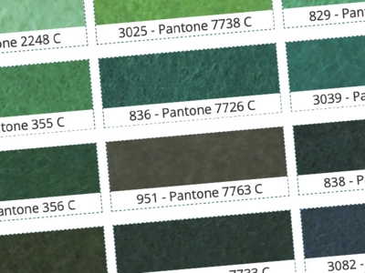 Farbmuster einiger Filz-Hintergründe die als Palette dargestellt sind