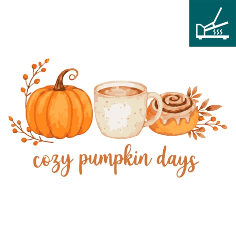 DTF / Textildruck / Bügelbild, Cozy Pumpkin Days, 240x130 mm, für Baumwolle - Bild 1