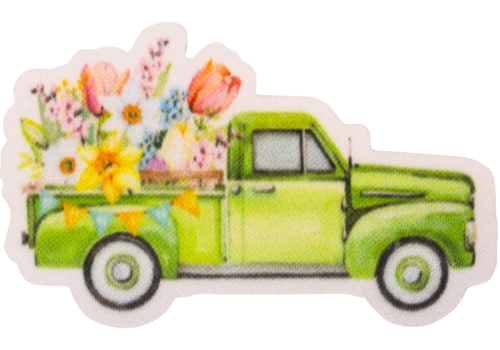 Aufnäher / Patch, gedruckt, Auto mit Blumen - Bild 1