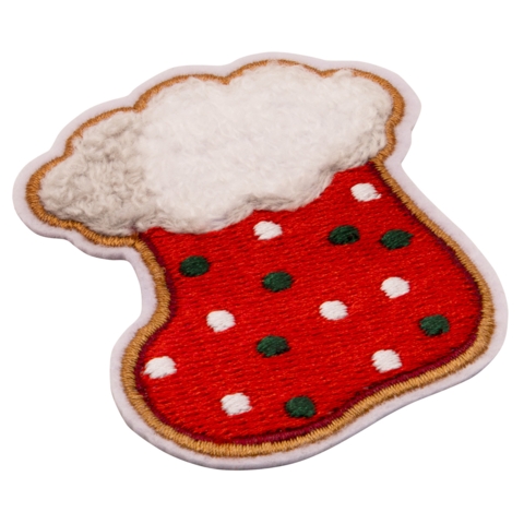 Aufnäher / Patch, Chenille, Weihnachtssocke, zum aufkleben - Bild 2