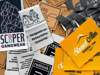 Labels für Textilien oder Accessoires.