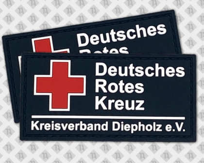Rechteckiger Patch Aufnäher Rubber PVC Deutsches Rotes Kreuz Rettungsdienst